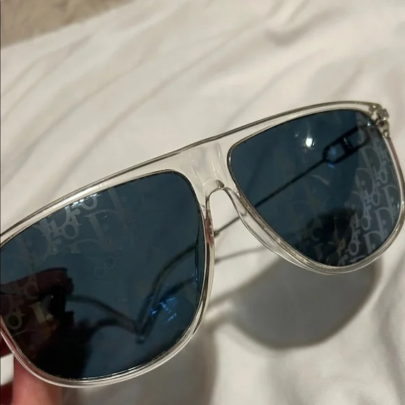 Dior Transparent Frame Sunglasses with Blue Lenses